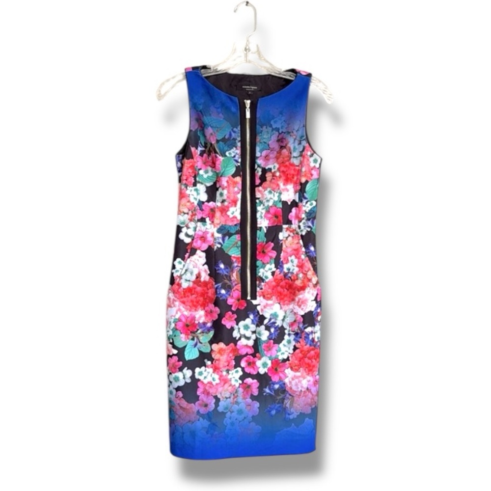 Nanette Lepore Venice Beach Blue Floral Zip Front Sleeveless Sheath Dress Size 2 - Picture 2 of 15